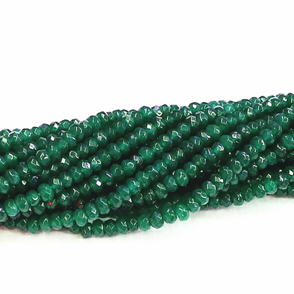 Темно зелена природен камен обоена зелена jades калцедон 2x4mm камен фацетирани abacus rondelle лабава монистра diy накит