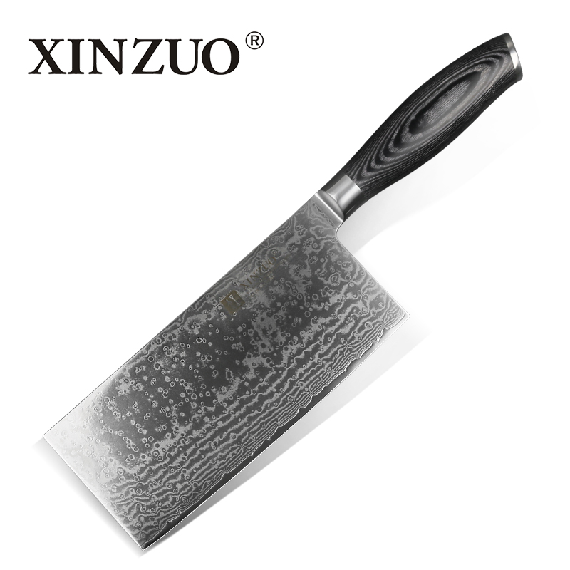 XINZUO 7 инчи сечење нож висока јаглерод 67 слоеви Дамаск од не ' рѓосувачки челик кинески кујнски нож секира pakka дрво