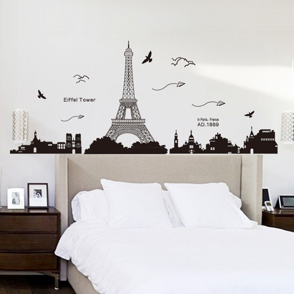 DIY Париз Град Ајфеловата Кула Отстранлив Уметност Decal Mural Спалната соба Ѕид Налепница Оркестарот