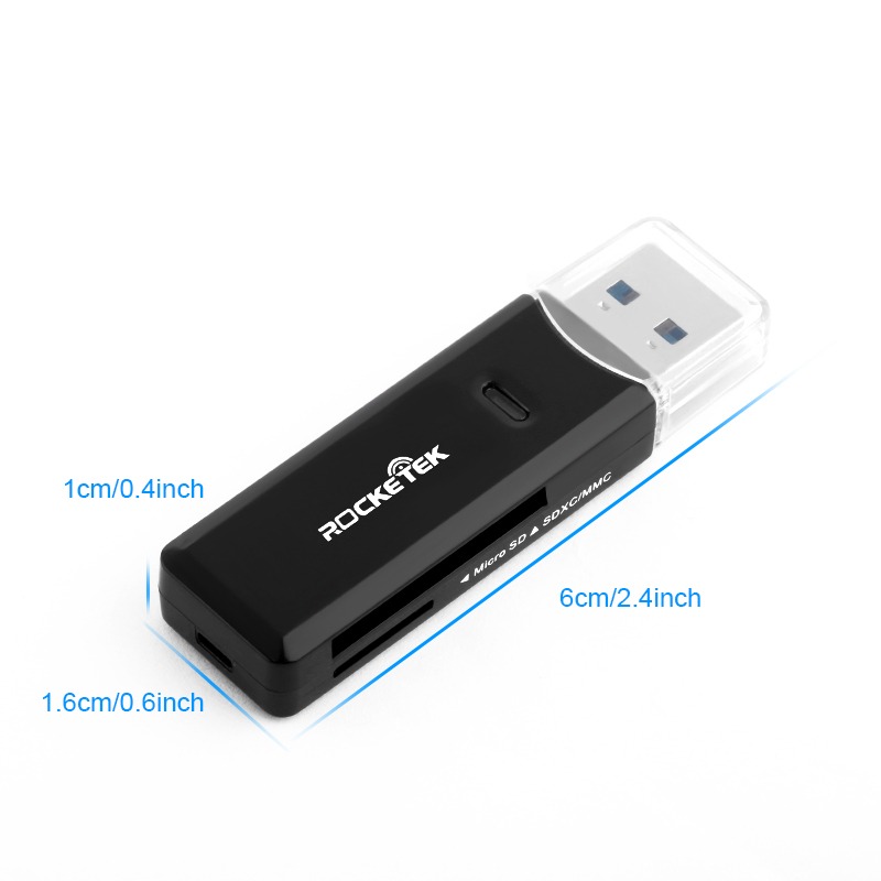 Rocketek USB 3.0 Читач за Мемориска Картичка и OTG телефон картичка читателот адаптер 2 Слотови Картичка Читач за SD, micro SD, SDXC, SDHC