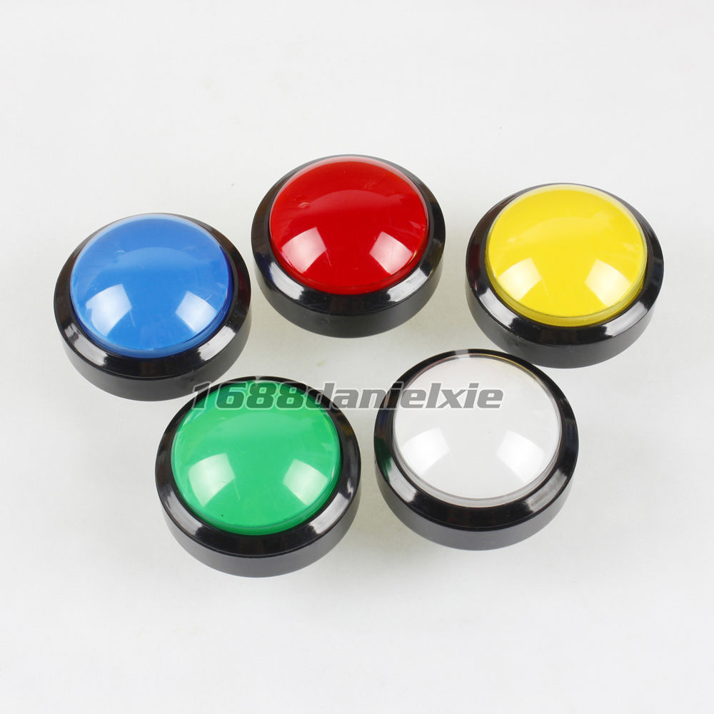 5x Нови 60mm Купола во Облик на LED Осветлен Притисни Копчиња За Аркадна Монета Управувана Машина Игри Делови