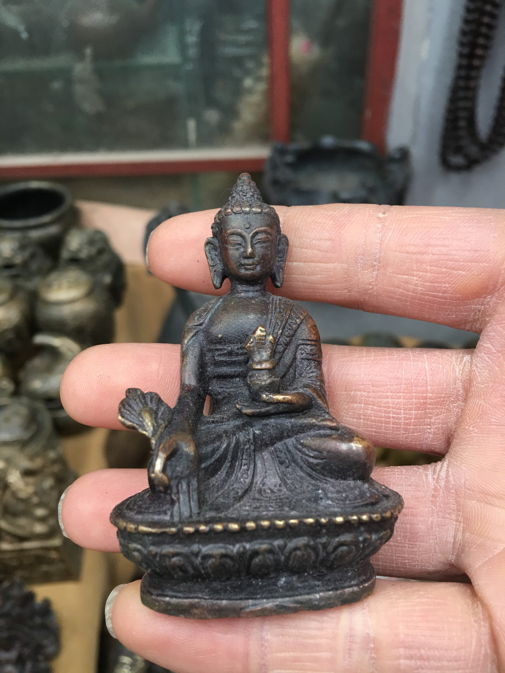 бесплатен превозот 7.5 cm Медицина Буда бронзена Статуа
