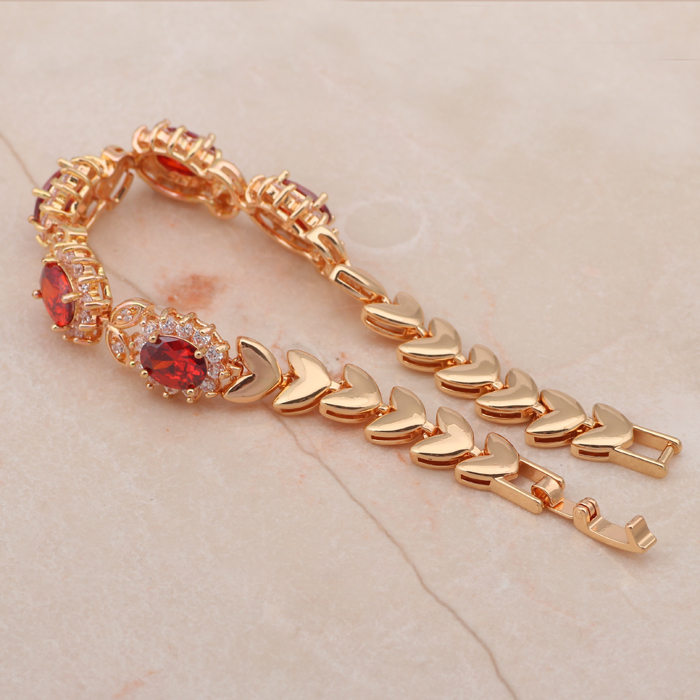 Црвениот Кристал & ААА Циркон гранат Злато на ѕвонење шарм нараквици за жени Здравје Никел & Доведе слободни Мода накит
