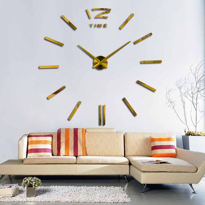 топла ново реално 3d diy дома декорација Кварц Дневна Соба акрилик огледало види часовници часовникот на ѕидот налепници