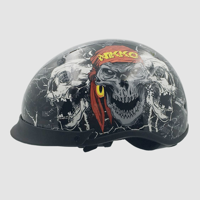 Нови пристигнување бренд VCOROS гроздобер половина мото шлем Ретро скутер шлем Кул черепот мотоцикл шлем со Внатрешните леќи ТОЧКА каско