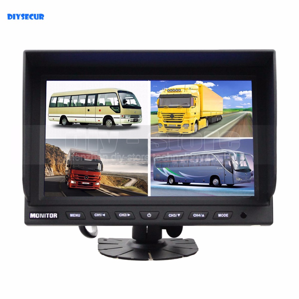 DIYSECUR Висок Квалитет на 9 Инчен Сплит Quad Дисплеј во Боја Rear View Monitor Видео Security Monitor за Автомобил, Камион, Автобус, Камера за видео надзор
