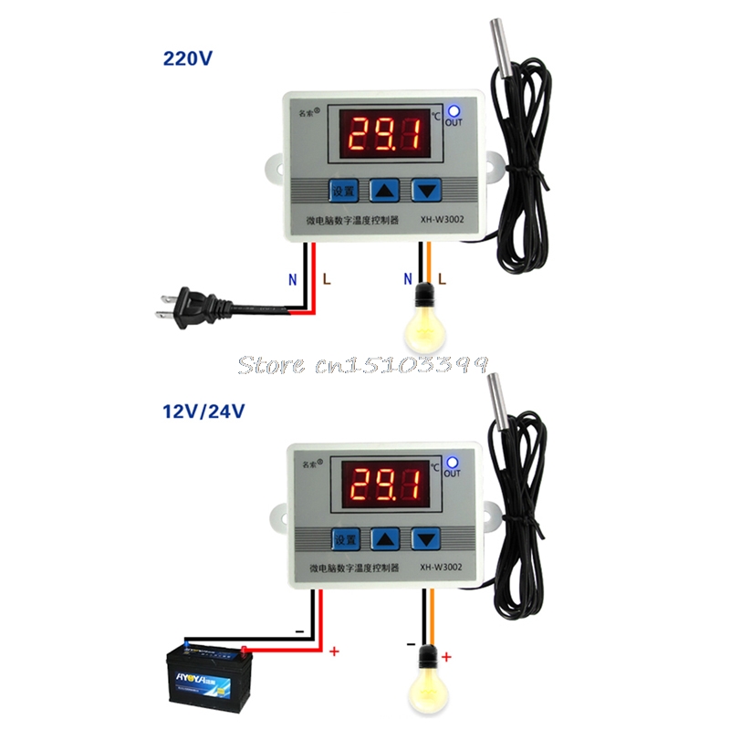 220V 12V 24V Дигитален LED Температура Контролер Термостат Switch Сонда Sens