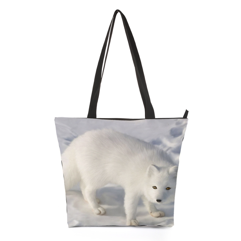CROWDALE DIY Customizer Жените торба Снег Волкот серија Печатење Торба Трапец торба чанта Секојдневен Tote Чанта 44.5
