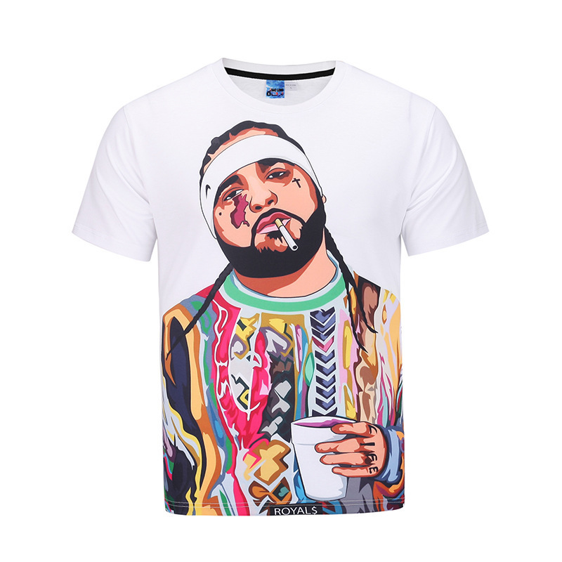 Новиот Дизајн Хип Хоп Рапер 3D Печатење Tshirt ѕиркаат наоколу Dogg Дрејк J Кол 21Savage Oxxxymiron Xxxtentacion ѕиркаат наоколу Dogg Пејач, Т-маица