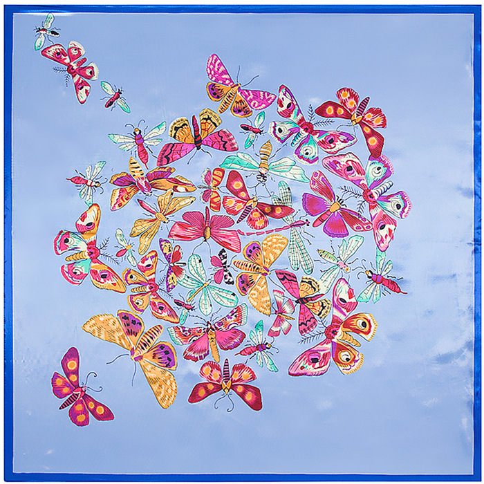 90 * 90cm пролет нова прекрасна пеперутка летање дама сатен сатен симулација свила плоштадот шамија