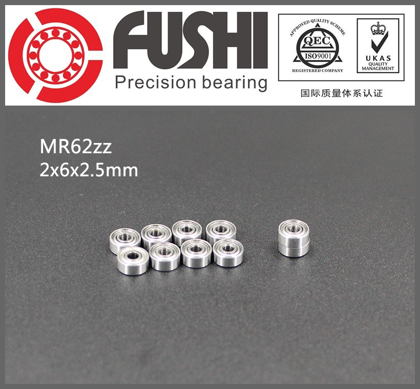 MR62ZZ Имајќи 2*6*2.5 мм ABEC-5 (10PCS) Минијатурни MR62 ZZ Топката Лежишта Хром Челик Квалитет R-620 W52