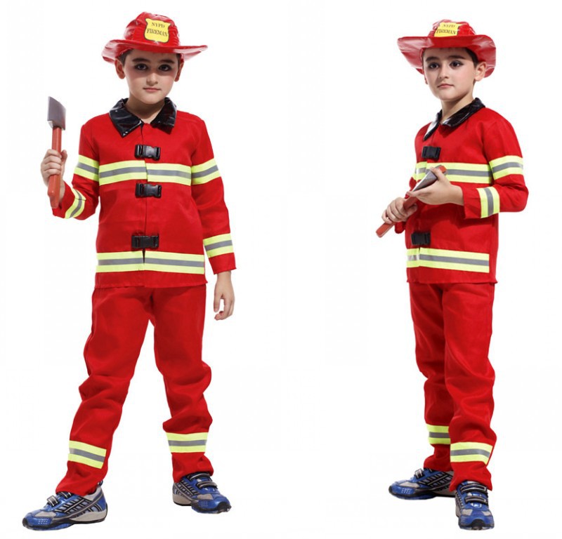Висок квалитет!!Пожарникар момчињата играат фаза костими ноќта на Вештерките децата облека пожарникари пожарникарите подароци на Децата