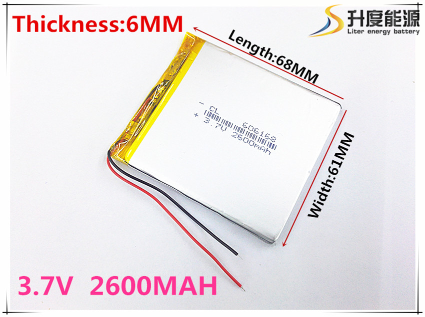 Литар енергија на батеријата 3.7 V 2600mAh литиум полимер батерија 606168 navigator MP3 GPS универзална батерија