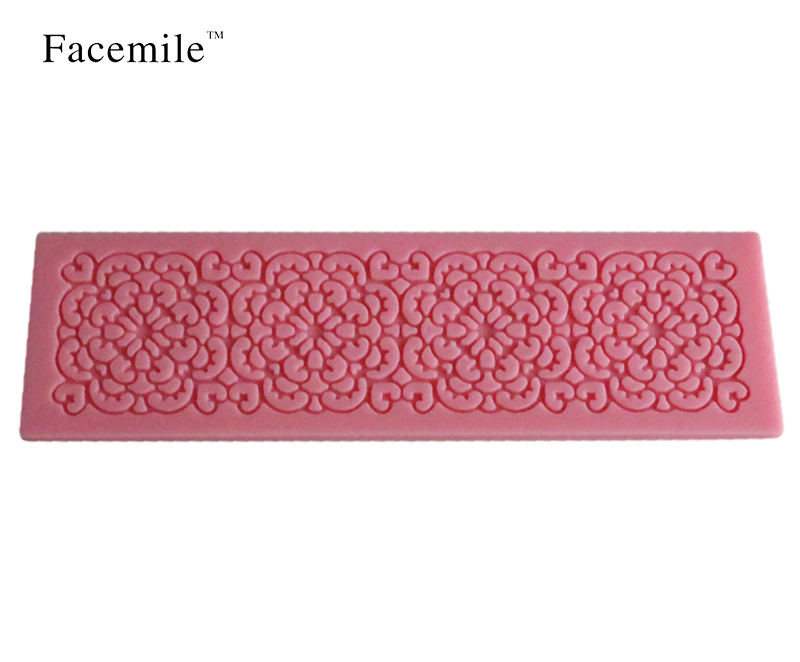 Подарок Facemile 1PCS Цвет Шема Форма на Силиконски Калап Мат Чипка Мувла Фондан Торта Декорација за Печење Алатка Врежана