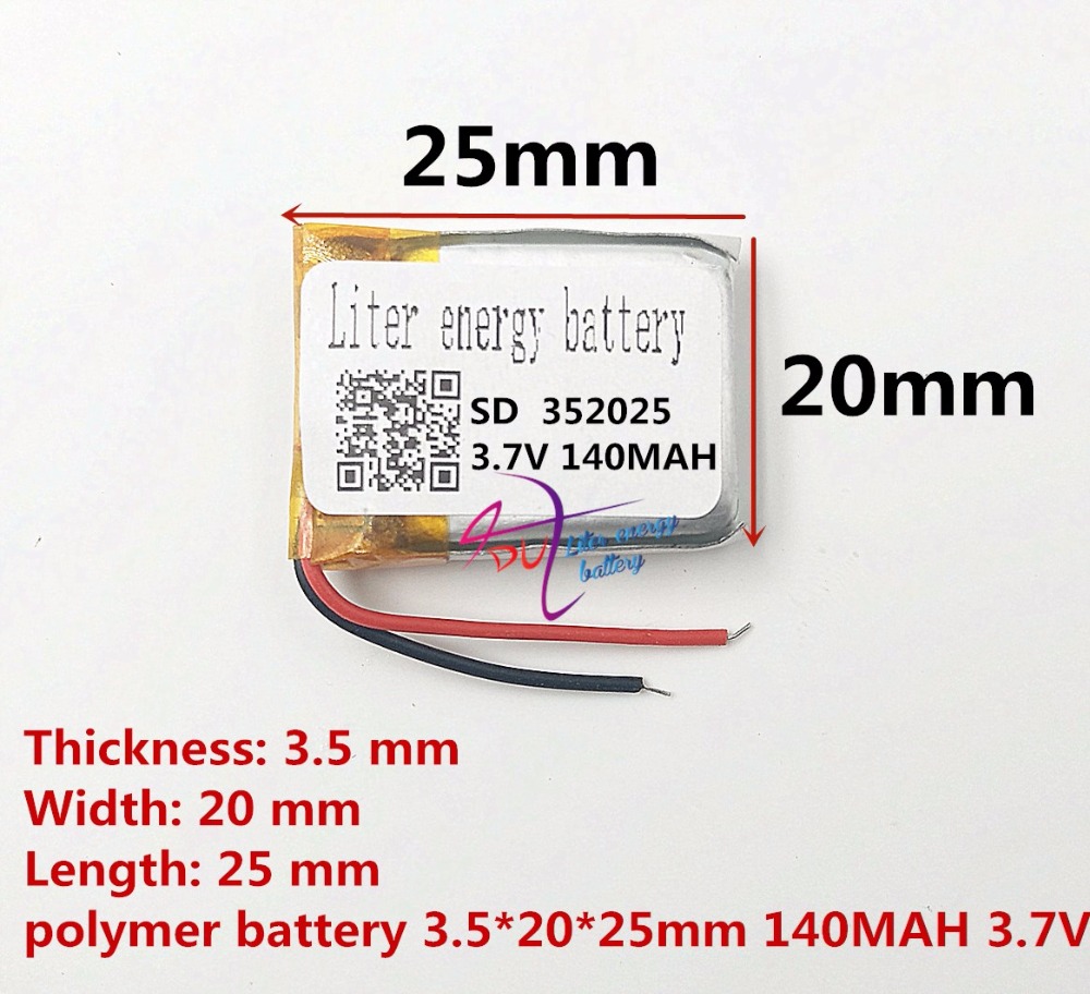 најдобри батеријата бренд 1PCS бесплатен превозот 3.7 V литиум полимер батерија 352025 140MAH камера пенкало рекордер Bluetooth Батеријата