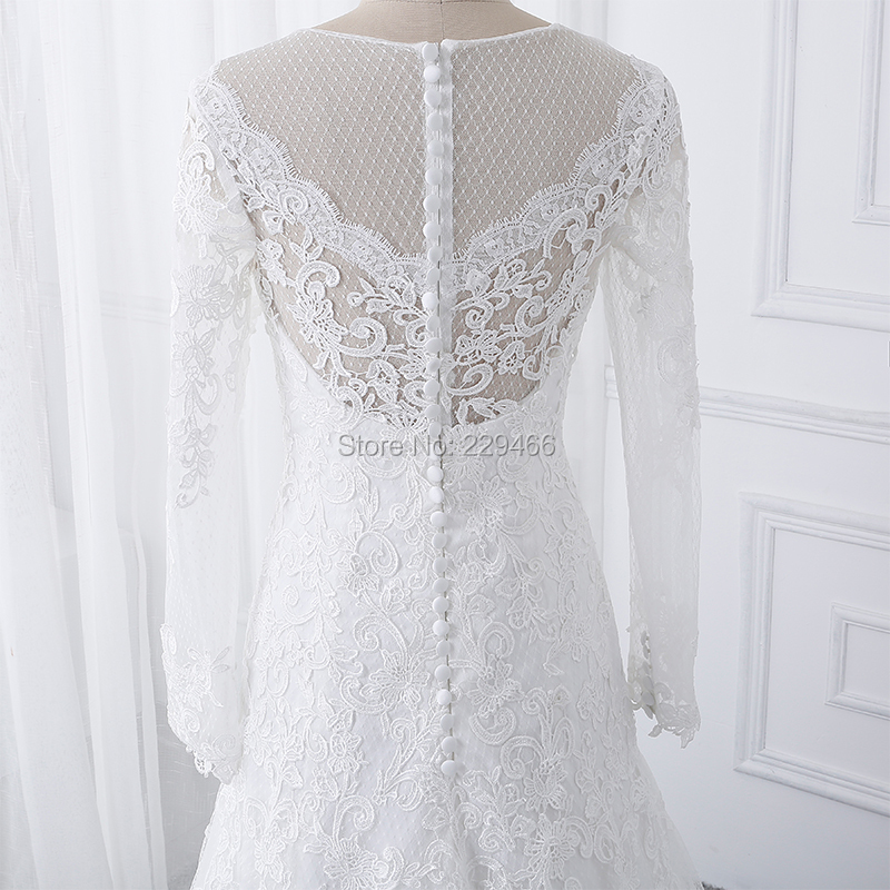 wuzhiyi vestido де noiva Брод вратот свадба фустани 2017 чипка applique свадба gown Патент назад со копчиња наметки облека