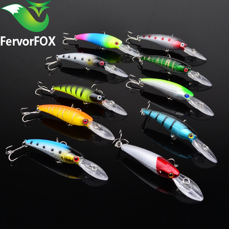 FervorFOX 10 Парчиња / Многу Риболов Намамат Длабоко пливаат тешко мамка риба 9CM 8G вештачки мамки minnow риболов wobbler