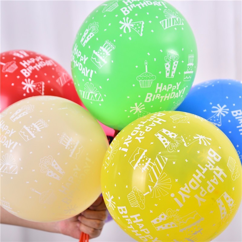 10pcs 12 Инчи Среќен Роденден Печатени Латекс Балон се Меша Бои Латекс Балони Роденден Декорација Гумени Воздух Ballons