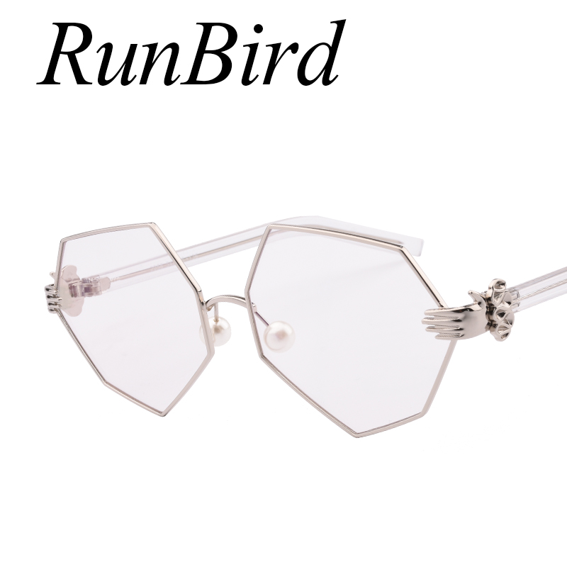 Runbird Нерегуларни Нови Жените Рака очила за сонце Гроздобер Бисер Кат Око, Очила за Сонце Очила Метални Огледало Нијанси Секси Sunnies 752R