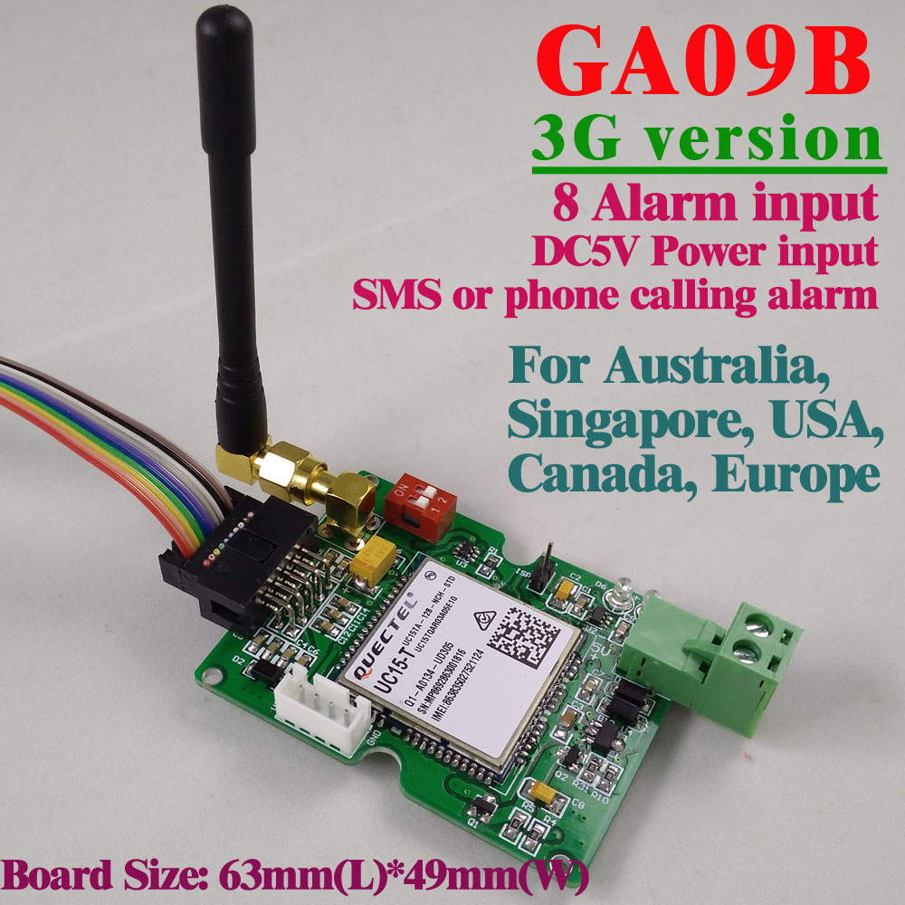 Бесплатен превозот 3G Верзија на GSM Аларм одбор СМС Предупредување Безжична аларм GA09B Домашна и индустриска безбедност аларм систем единица