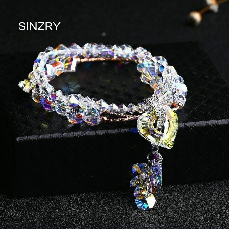 SINZRY накит НОВИ рачно изработени Шарм Нараквици Луксузни увезени кристално стакло DIY Срцето влакно нараквици изјава накит
