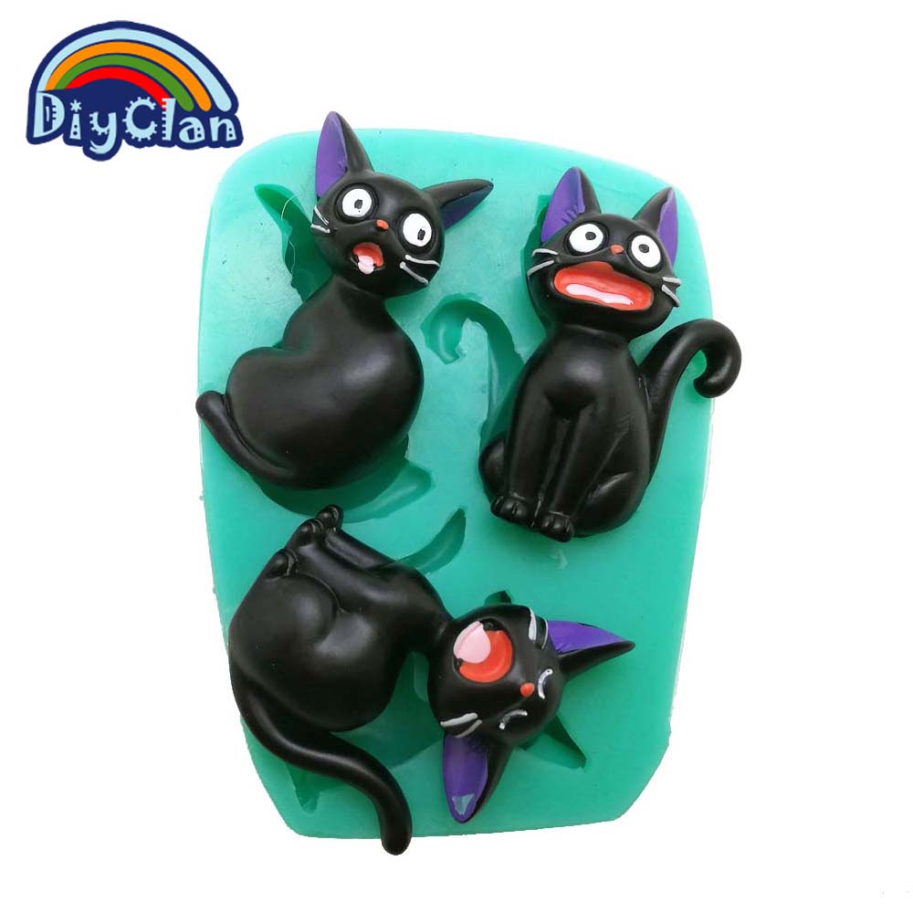 НОВ Цртан филм стил три мачки силиконски калапи за торта декорирање фондан торта мувла чоколадо сапун мувла торта алатки
