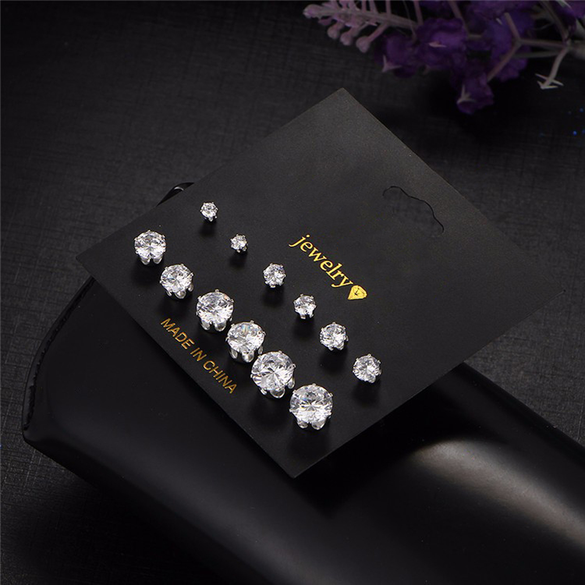 Едноставни обетки кристал луксузни австрискиот Бренд за накит за жените 6Pair Сребро позлатен студ обетки парична Казна