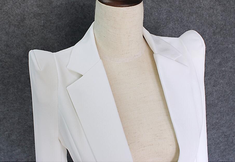 Жените Есен Notched јакна бела еден гради Бизнис Костум краток Домот на повик работа канцеларија Палто Јакна Outwear