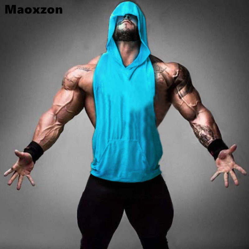 Maoxzon Mens Лабава Мускулите Фитнес Дуксери Резервоарот На Врвот За Мажи Секојдневен Bodybuilding Тренингот Маскирани