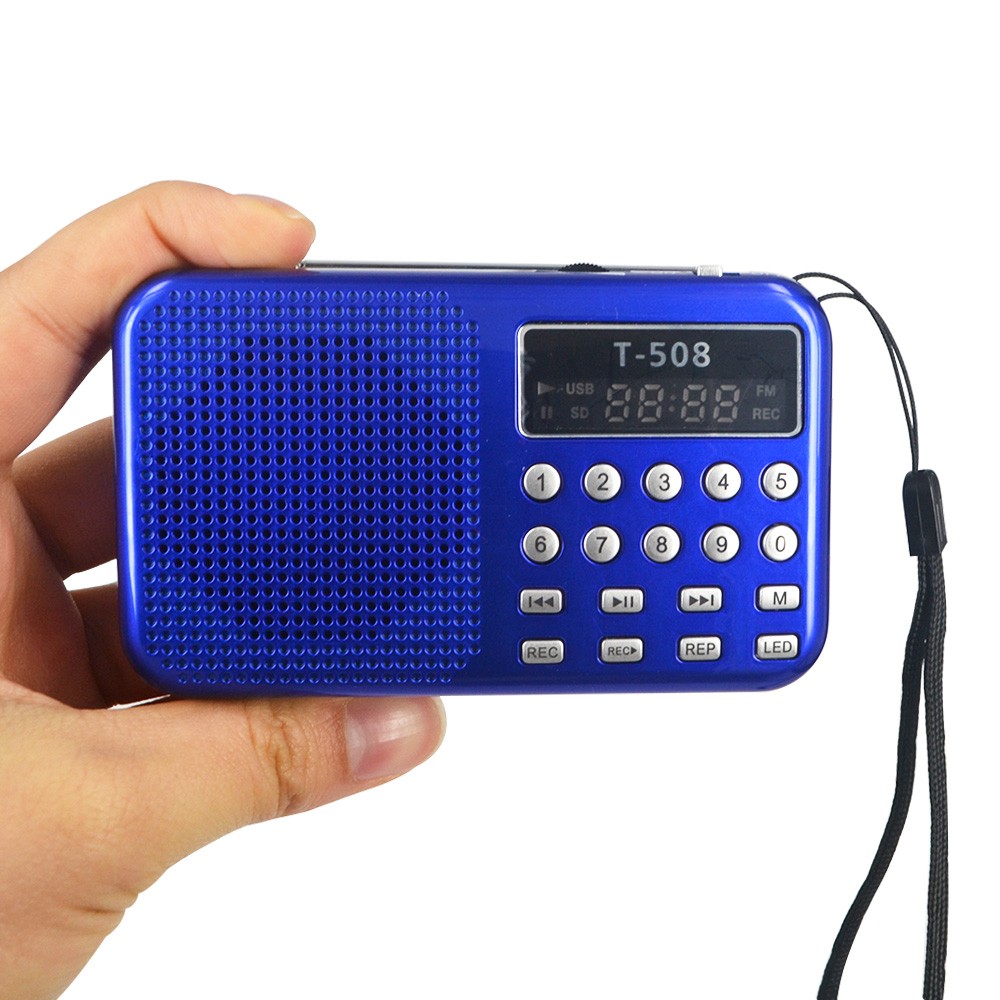 Дигитален LED дисплеј панел Стерео FM Радио со Звучник Мини Преносни двојна бенд Батерија USB ТФ mirco за SD Картичка