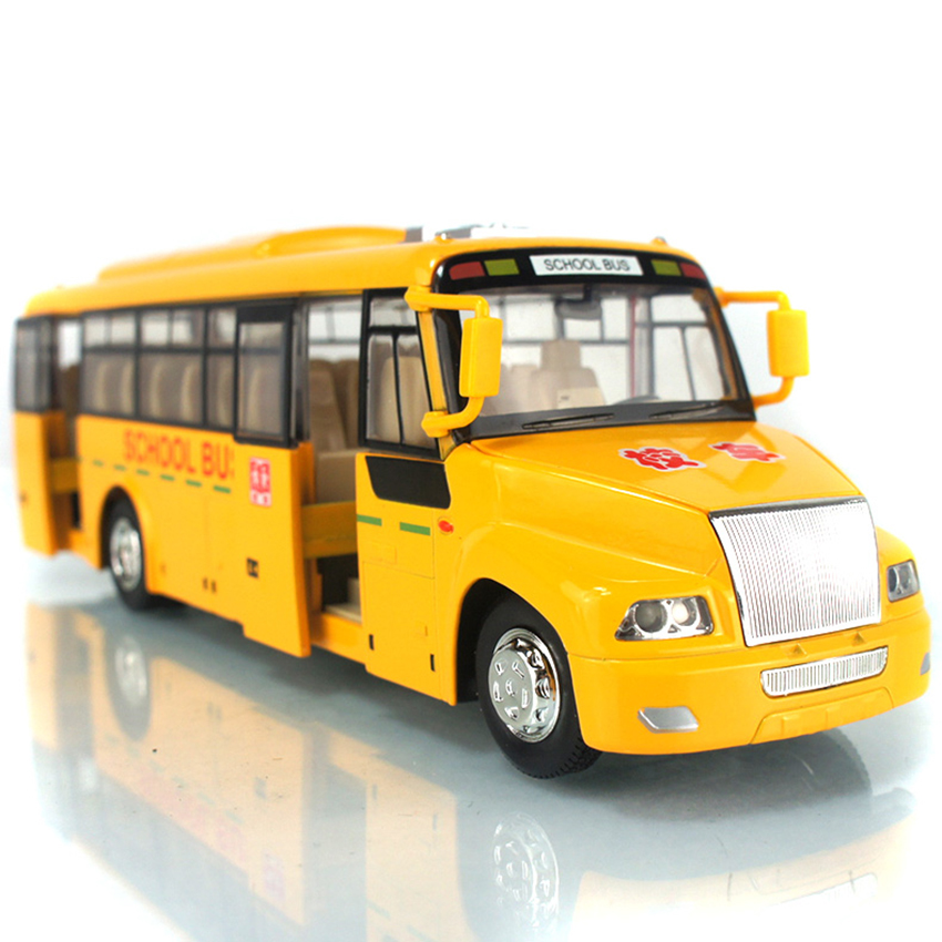1:32 Легура Училишниот Автобус Модел се Повлече Назад/Оди Acousto-Оптички Четири Врати Може да Се Отвори Гума, Гума детска Играчка Автомобил Модел Подарок