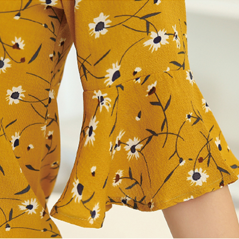 2017 нова мода лето секојдневен тенка кратки ракави жените блуза одблесокот ракав Печатени слатка домот Чиста Chiffon Кошула блузи 31J 25