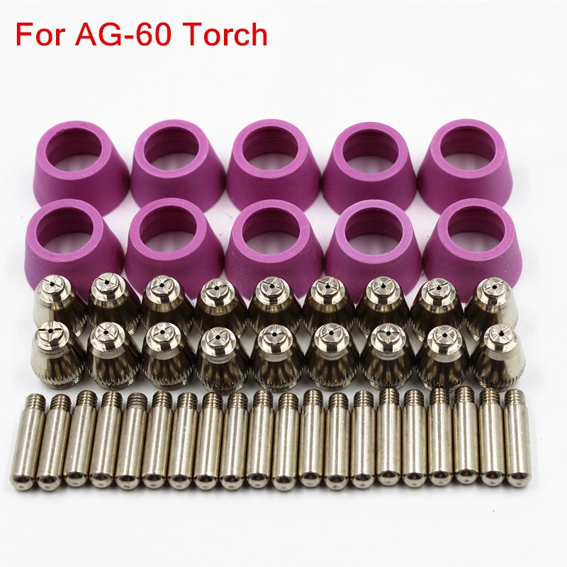 50PCS Сечење факел делови AG60 Висок квалитет на трајни Потрошни за Плазма Машина Tig Заварување Факел Пропан Факелот