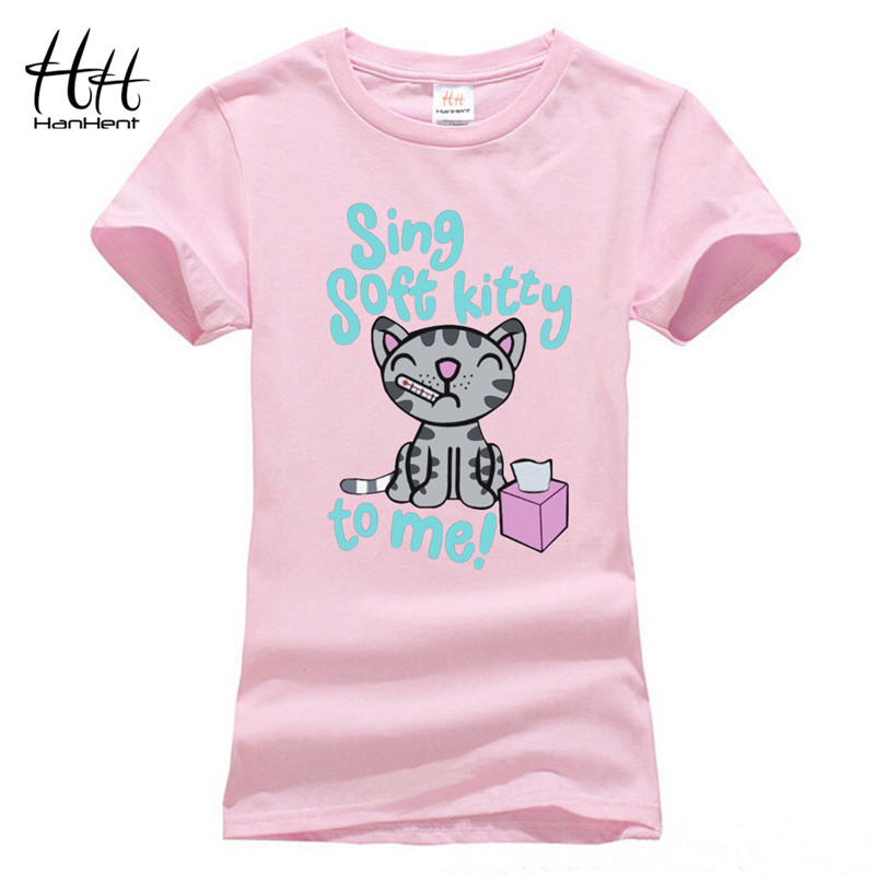 HanHent мода симпатична мачка мека kitty љубовник Т-маица жените бренд облека Биг Бенг Теоријата памук т кошули лето