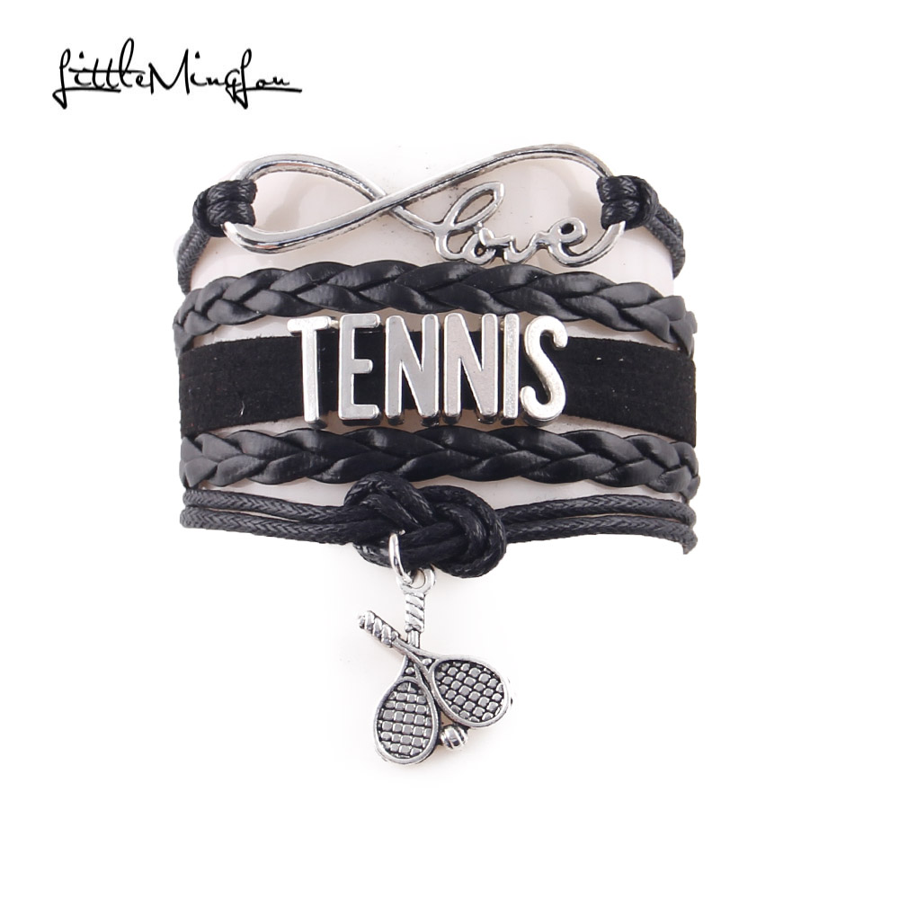 Малку Minglou 5 стил Тенис хривнија Тениски рекет шарм нараквици & алки за жени мажи спорт кожа накит пад на шопинг