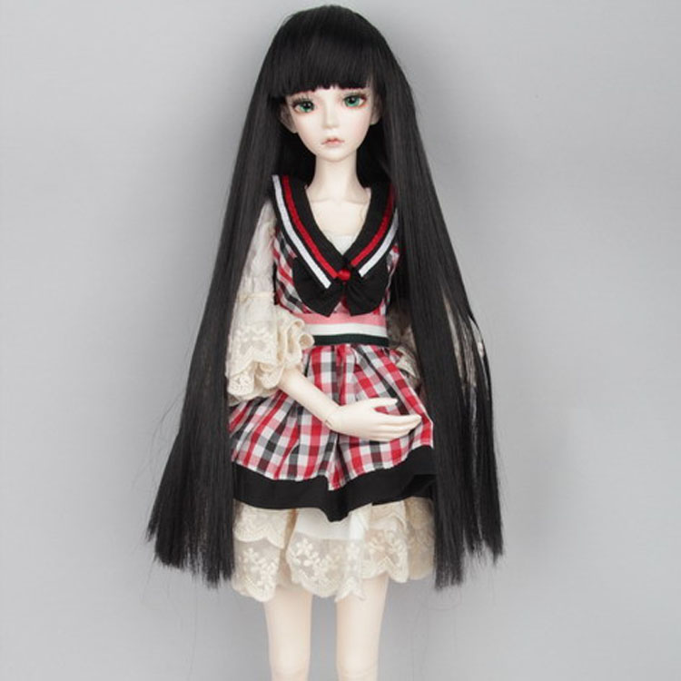 Третина од четири шест поени BJD кукла перика Лиу Чи жешка жица права коса обоена во FBE013