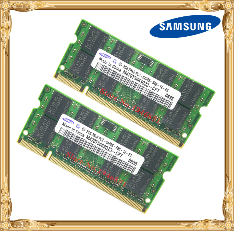 Samsung Лаптоп меморија 4GB 2x2GB 800MHz PC2-6400 DDR2 Лаптоп RAM меморија 4G 800 6400S 2G 200-pin SO-DIMM