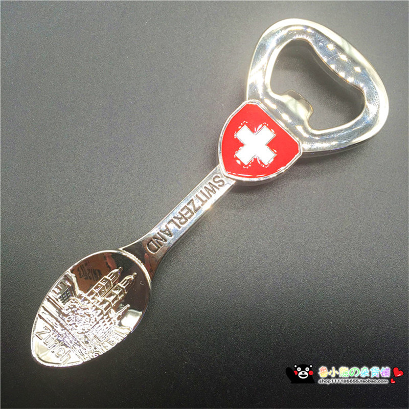 Висок Квалитет На Метал Швајцарија Патување Сувенири Фрижидер Магнети Gungfraujoch Отварачки Лажица Фрижидер Магнетни