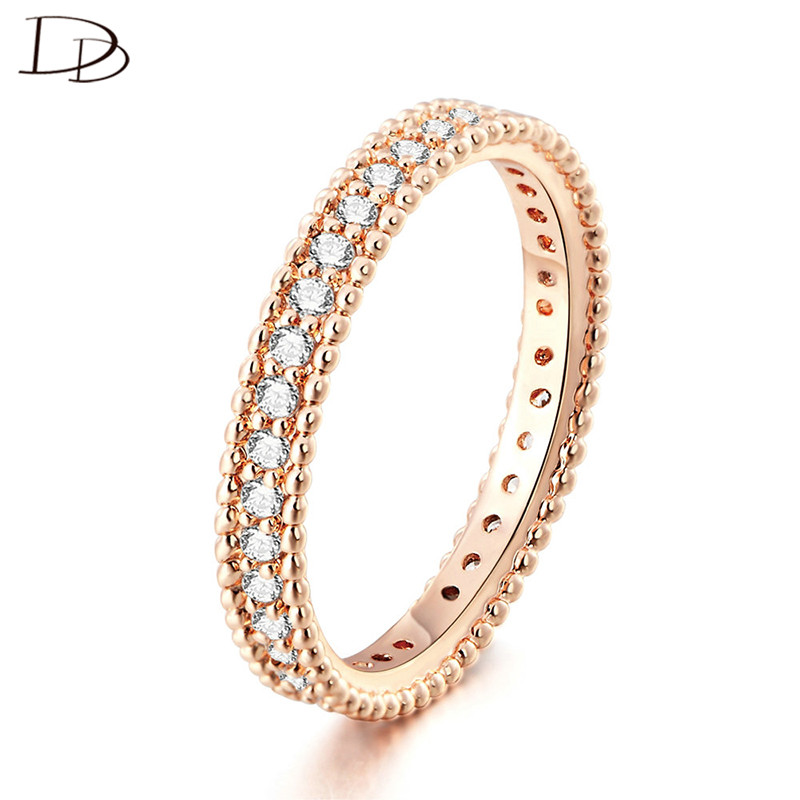 злато боја Прстени кристал накит свадба ангажман прстени за жените трендовски круг Луксузни Додатоци bague накит DD197