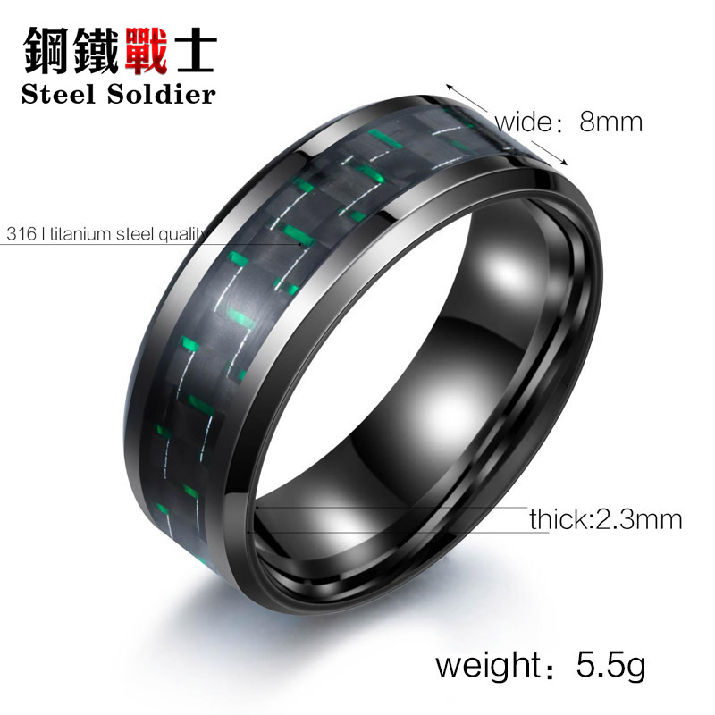челик војник нерѓосувачки челик мода уникатен висок квалитет прстен на мало и големо на мажите прстен со карбонски влакна