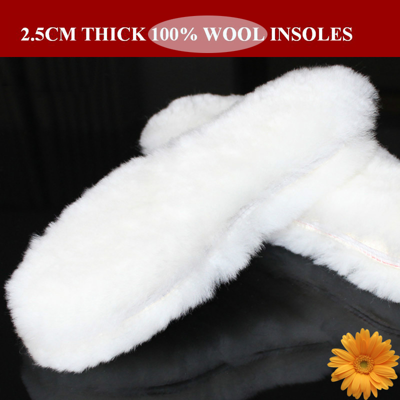 1 Пар Бесплатен Превозот Зимски Чизми за Снег Вистински Овча Волна Почувствува Табани Нога Затоплување 2.5 cm Дебелина