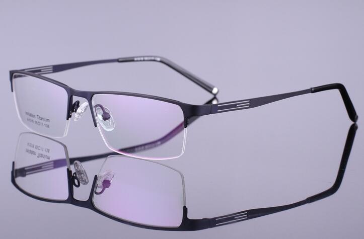 Нов Титан Сина Eyeglass Рамка Половина Rimless Сини Очила Очила мажи жени Наочари Rx во можност