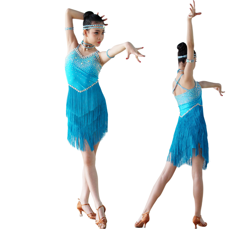 Латинска Танц Здолниште За Девојки 2017 Нови Деца Румба Самба Конкуренција Танцување Облека Со Висок Квалитет Tassel