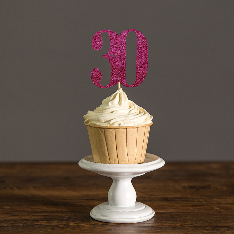 Триесет Роденден Украси,30 Cupcake Toppers Зема Храна,Годишнината Партија Оркестарот Црна и Златна,Сребрена Сјајот Торта