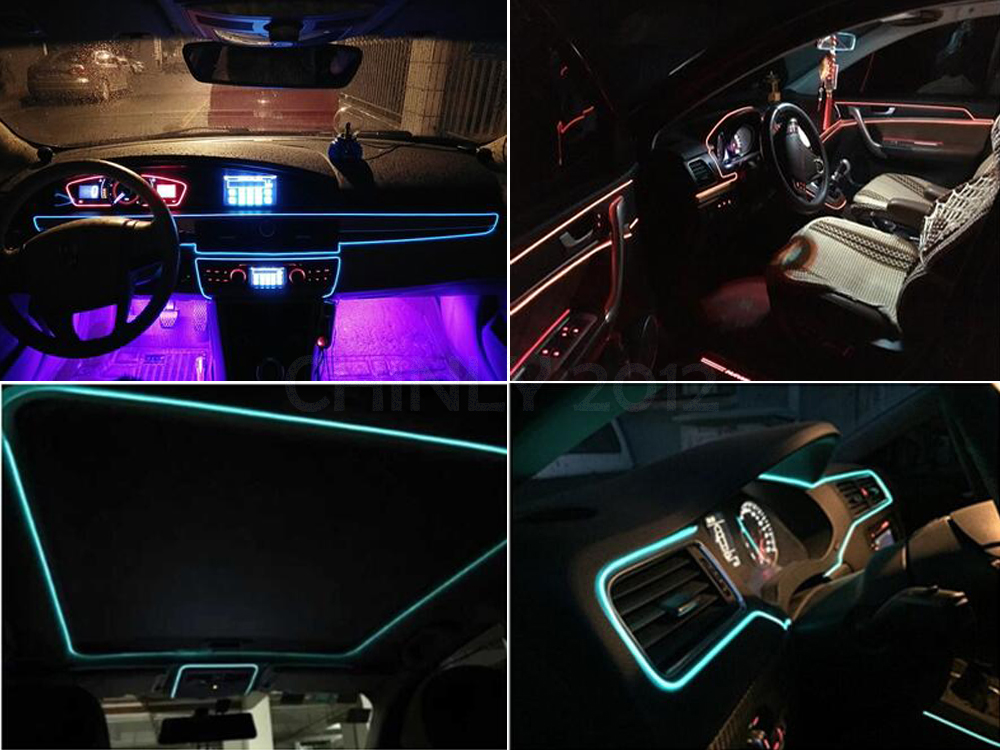 1m/2м/3м/4m/5m/6m DC12V 2W RGB страна сјај оптички влакна светлина комплет за автомобил декорација LED Неонски Светла
