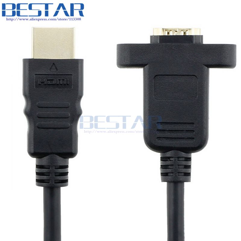 HDMI Тип Машки на Женски кабел со завртка Панел Планината дупки HDMI Продолжување Кабли 0.3 0.6 m m 1m 1.5 м 3m 1ft 2ft