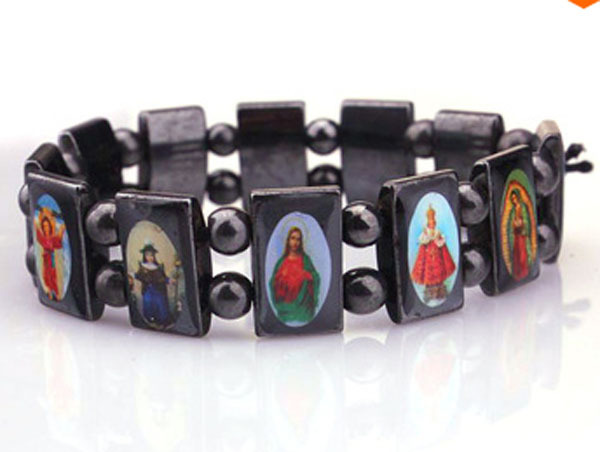 (Мин цел $15) Висок Квалитет Rosary Исус Светиите Икона Магнетна Хематит Монистра Нараквица, секој со индивидуални пакет