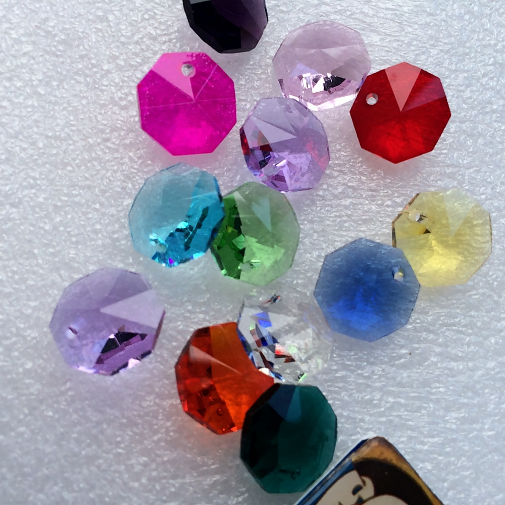 Врвен Квалитет 2000pcs/многу 14mm ааа 1-дупки octagon Мешани бои кристално стакло монистра лустерот синџир делови кристал