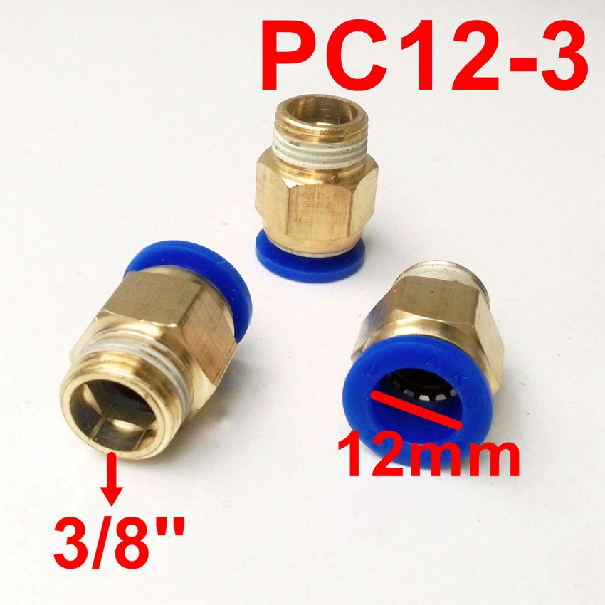 10pcs/многу 12mm Цевка 3/8 Нишка Пневматски Фитинг Брз Заеднички Приклучок PC12-3