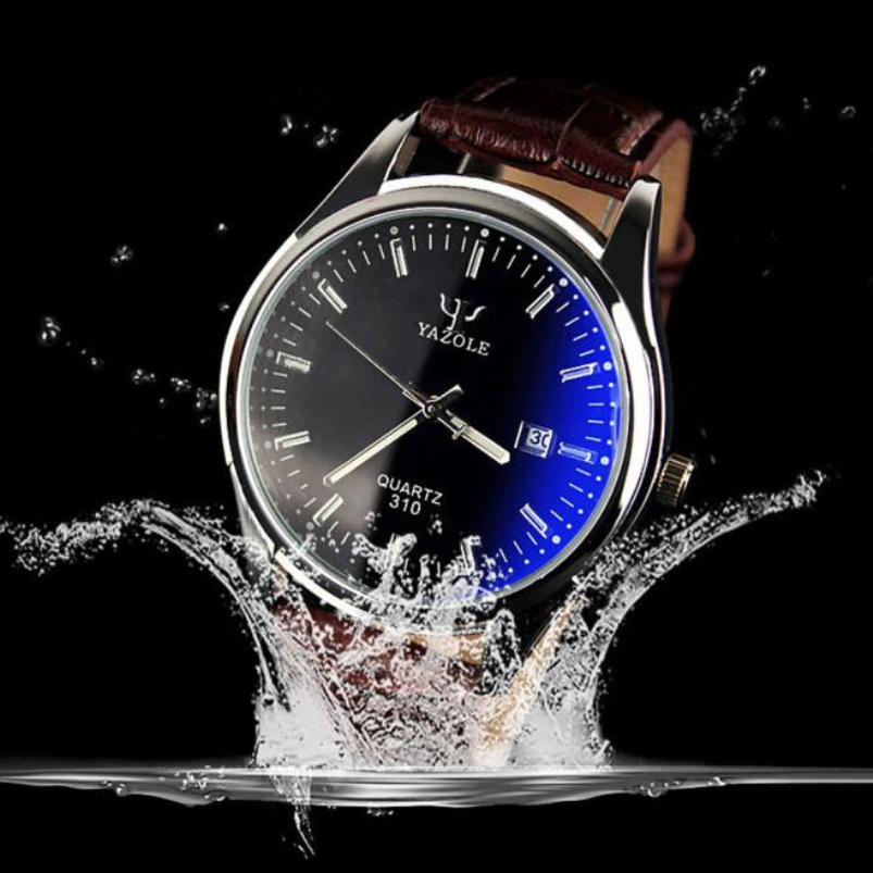 Прекрасен Часовници Мажите Луксузни Врвот Бренд YAZOLE Мода Blue Ray Стакло Relojes Кварц Аналогни Машки Часовник Час